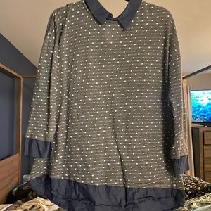 Ann Taylor sweater over chambray button down top